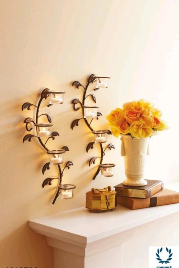 Amazing Iron Wall Sconnces With 8 Glass Cup Candle Holder - Iron, set of 2